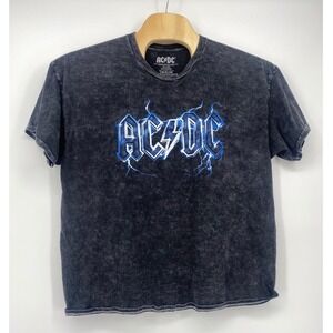 AC/DC T-Shirt XL Black Acid Wash Let There Be Rock World Tour 1977 Excellent